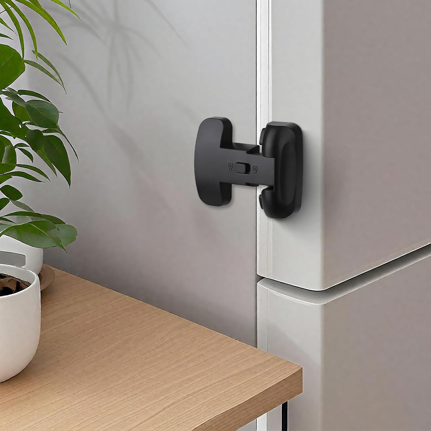 2 Pack Fridge Lock for Kids - Child-Proof Refrigerator Freezer Door Lock & Oven Lock for Child Safety, for Fridge/Freezer Doors, Black