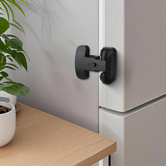 2 Pack Fridge Lock for Kids - Child-Proof Refrigerator Freezer Door Lock & Oven Lock for Child Safety, for Fridge/Freezer Doors, Black