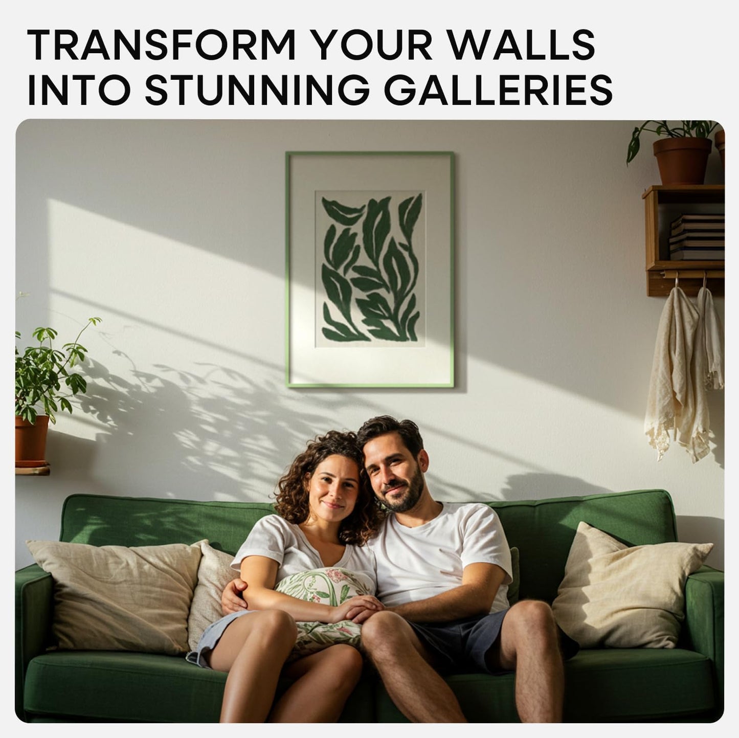 Homeforia A2 Poster Frame Sage Green, High End Metal A2 Picture Frame Sage Green with Mat A3 for Print, 16.5x23.4 Frame Matted to 11.7x16.5 Photo, 16.5 x 23.5 Frame, Tempered Glass, Wall Kit, Set of 2