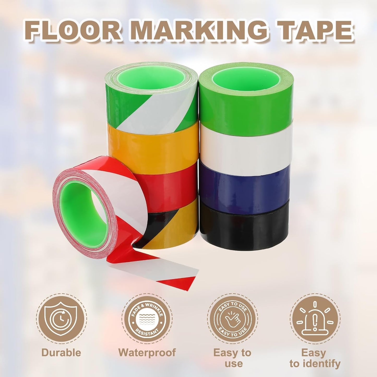 PATIKIL Floor Marking Tape 2 Inch x 110 Ft, 4 Pcs Self-Adhesive Warning Safety Tape Caution Stripe for Walls Floors Pipes Equipment Outdoor, Black/Yellow