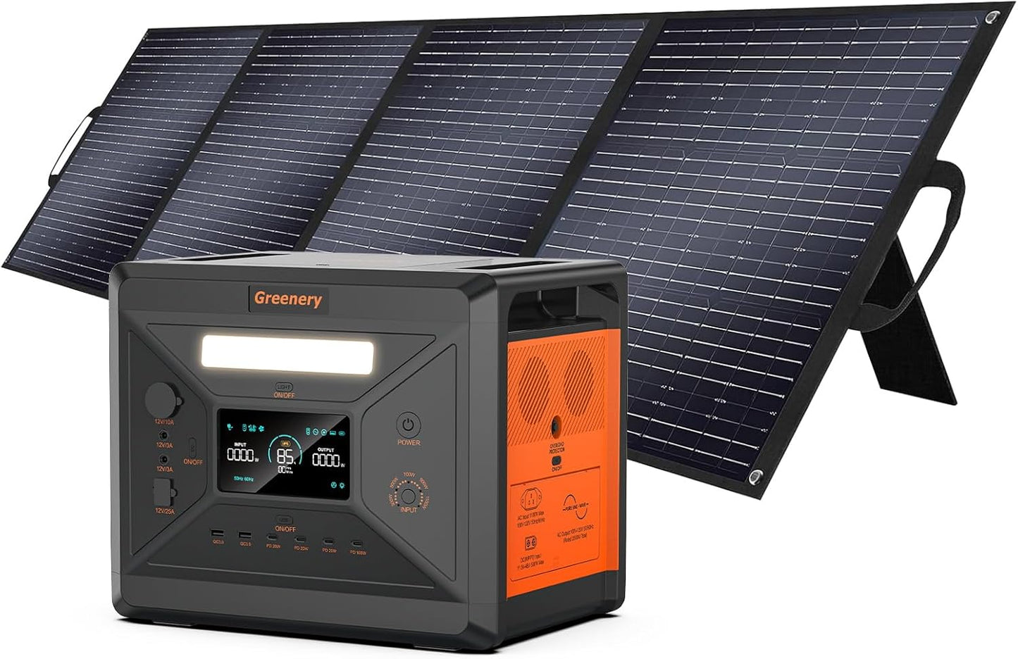 Greenery 2500W Portable Power Station, 2304Wh Large Capacity Solar Generator with 200W Solar Panel, BMS Emergency Power Station for Home Backup, Camping, Outdoor Battery Backup
