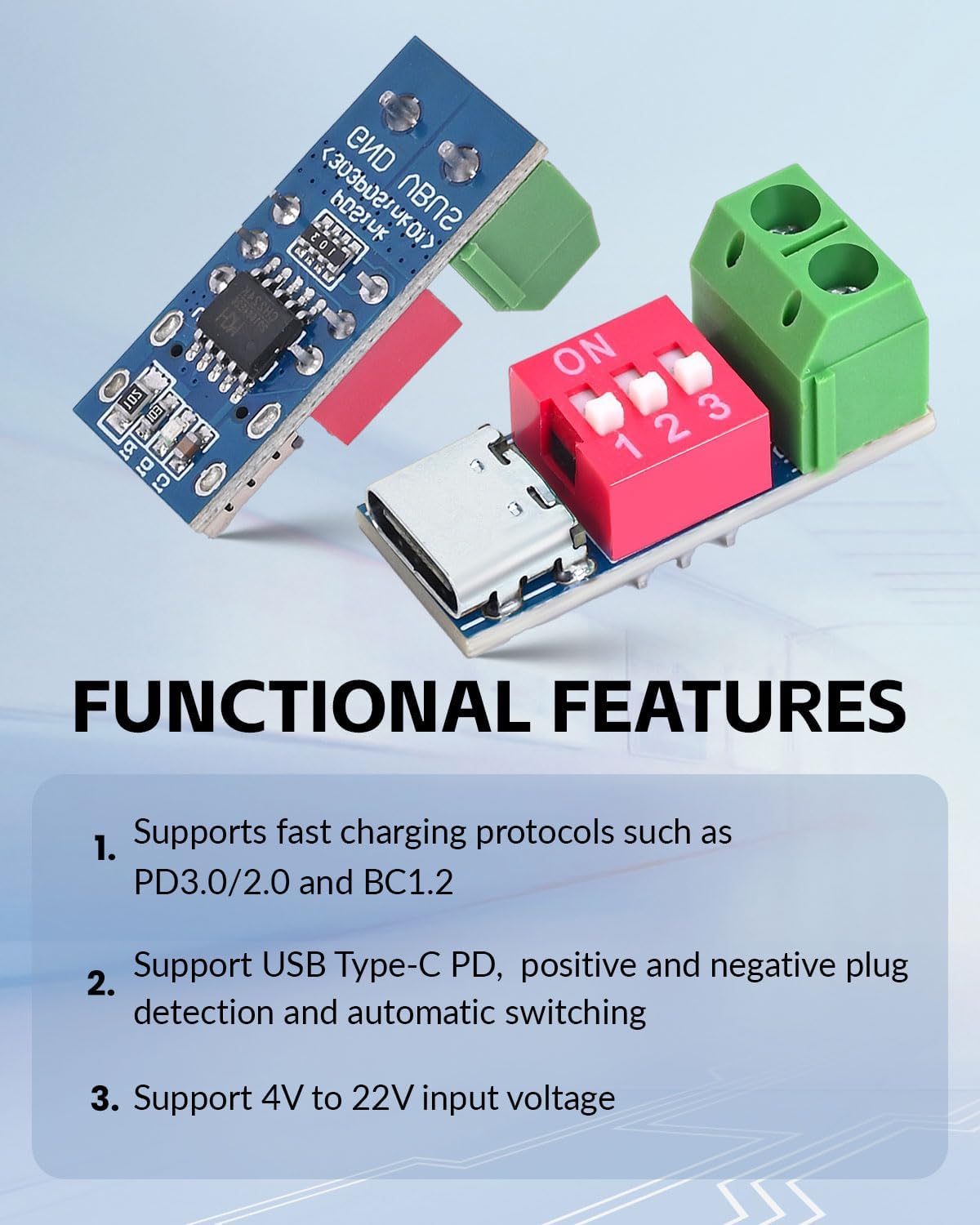 2PCS USB-C PD/QC Fast Charge Trigger Module & Decoy Board - Dual-Port Voltage selector (5V/9V/12V/20V Output) Charger Power Delivery Boost Module