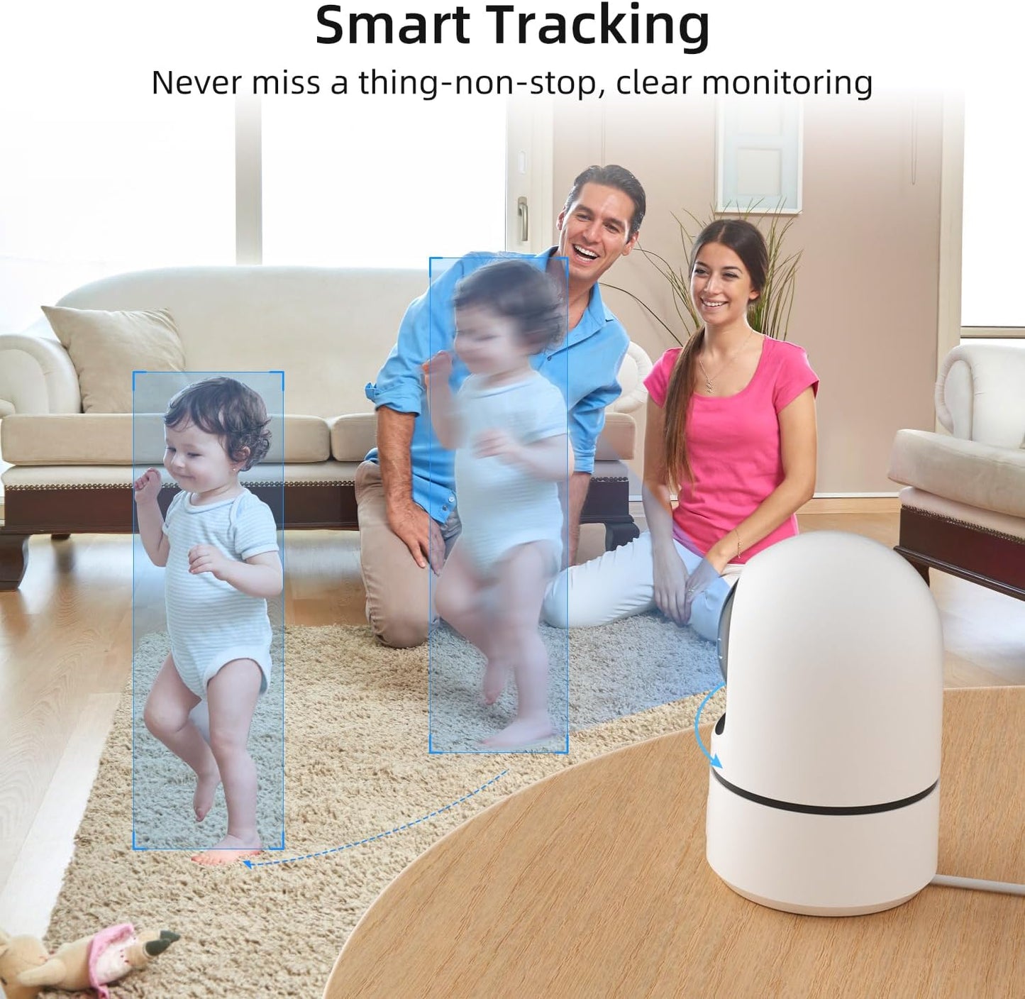 2K Indoor Security Camera, 360° WiFi Cameras for Home Security, Baby/Pet Camera with Phone App, One-Touch Call, Auto Tracking, IR Night Vision, Motion Detection, 2.4Ghz WiFi (2 Pack)