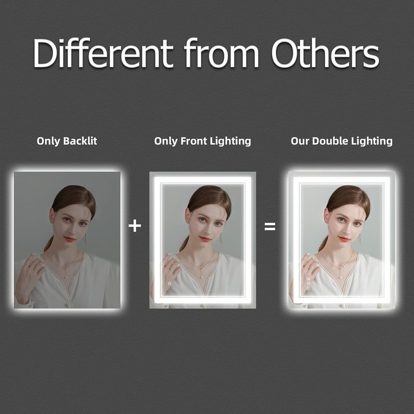 24x36 Inch LED Bathroom Mirror wiht Lights, Backlit and Front Lighted Bathroom Mirror,Anti Fog, Dimmable LED Vanity Mirror