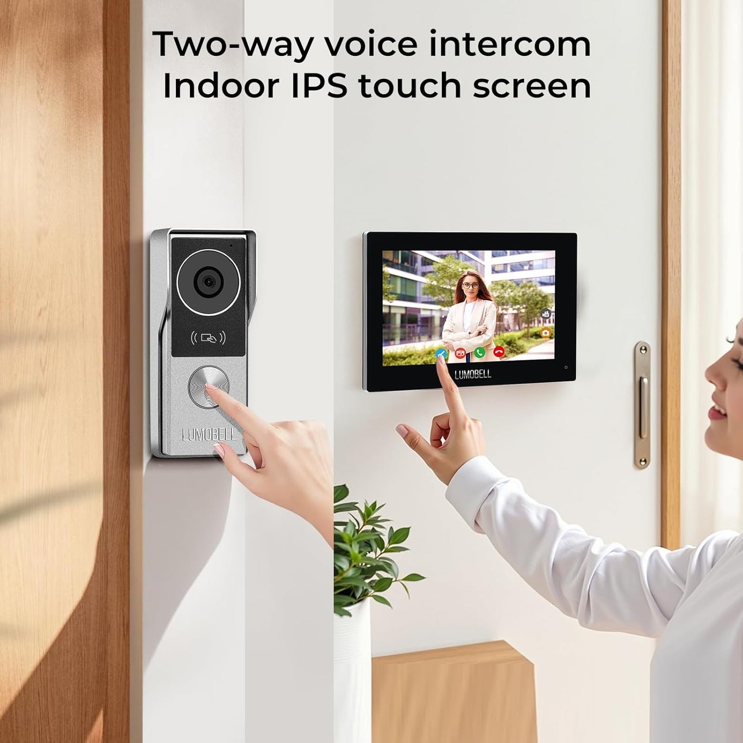 2-Wired video intercom system,Video Doorbell Camera with Monitor, 1080P 7-inch Touch Screen, video door phone,Night Vision, 130° Wide Angle, Tuya App Remote Unlock, Waterproof, No Monthly Fees