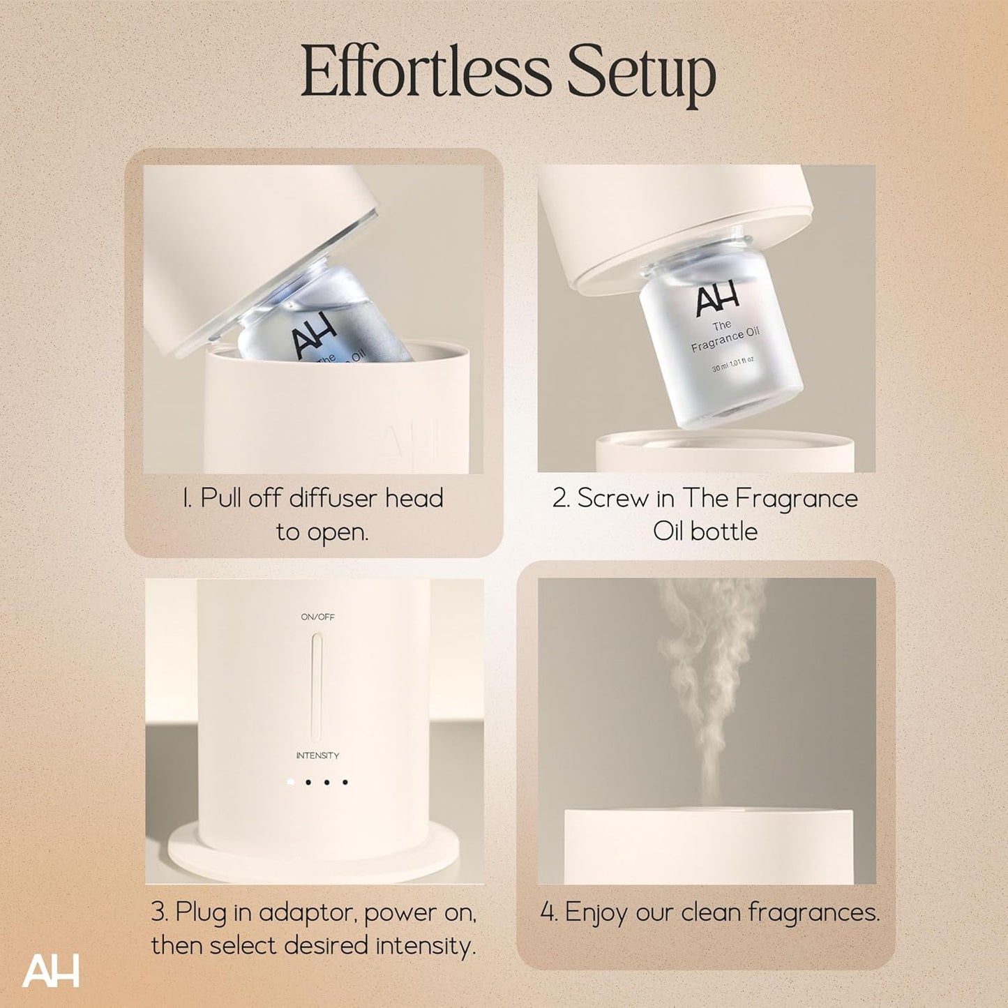 Aura House Ultimate Diffuser Kit – Smart Bluetooth Cold-Air Diffuser with Fragrance Oils, Cleaner & Neutralizer – Complete, Effortless Home Scent System