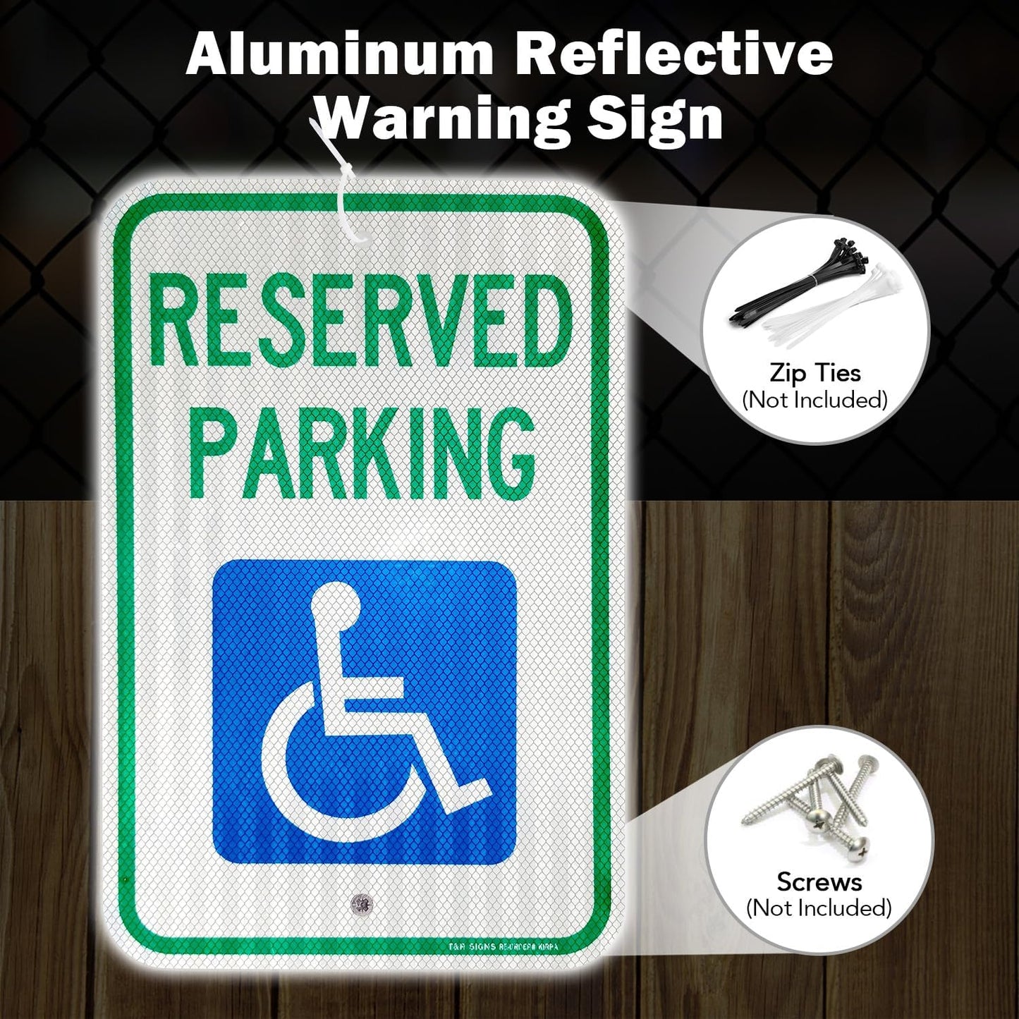 (1 Pack) Handicap Parking Sign, Reserved Parking Sign, Large 18" x 12" Engineer Grade Reflective Sheeting, Rust Free Aluminum, Weather Resistant, Waterproof, Fade Resistant, 2 Pre-drilled Holes