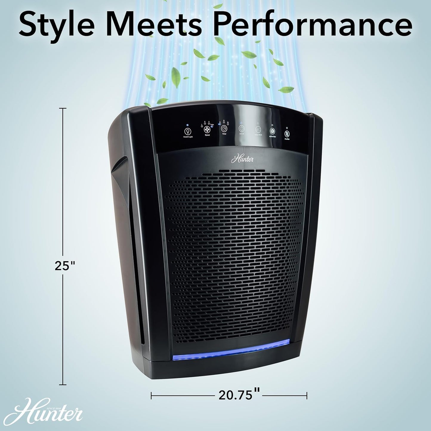 Hunter HP800 Air Purifiers for Home Large Room and Bedroom. True HEPA Air Purifier for Pets, Odors, Allergens, Smoke, Dust, VOC's. 4 Fan Speeds, Quiet Sleep Mode. Cleans 2585 Ft² per Hour. Graphite