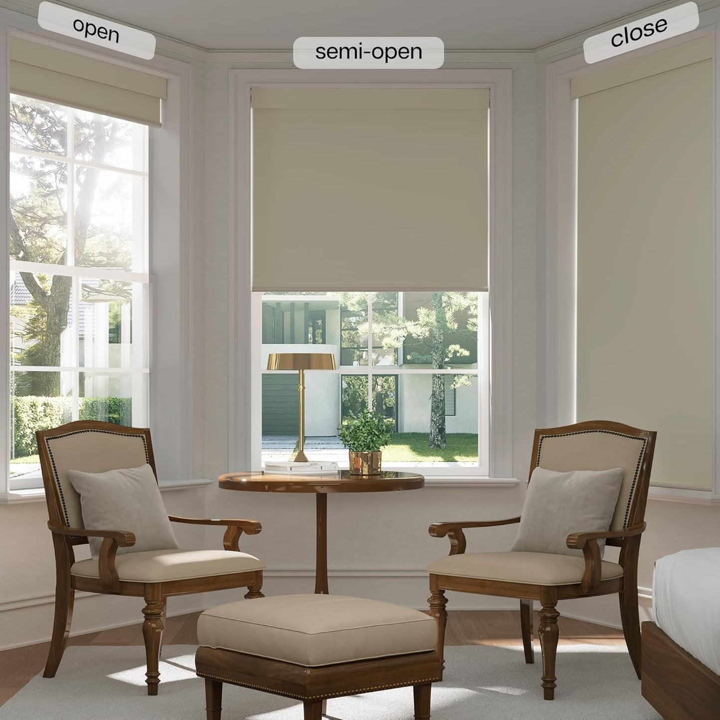 LazBlinds No Drill Blinds for Indoor Windows, Blackout Roller Shades, Cordless Window Blackout Blinds, Thermal Insulated Fabric UV Protection for Home and Office, 21" W x 72" H, Beige