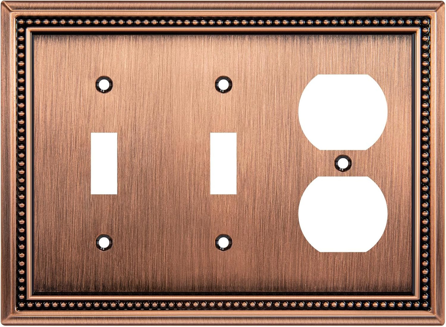 Henne Bery Sunken Pearls Heavy Duty Decorative Wall Plate Switch Plate Outlet Cover (Double Toggle/Single Duplex, Antique Copper)