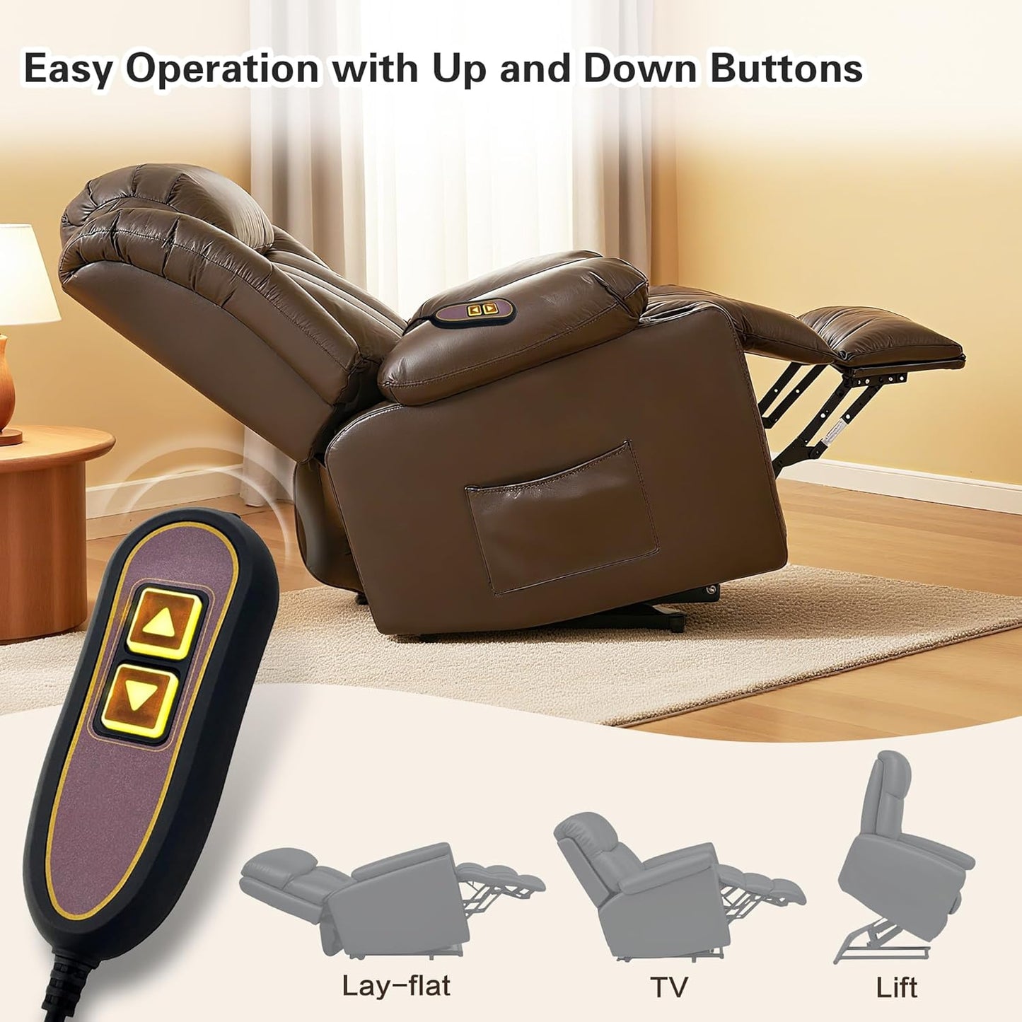 2 Button 5 Pin Remote ZK1200-HC Hand Control Replacement for Golden with USB and Backlight for Lift Chair Power Recliner
