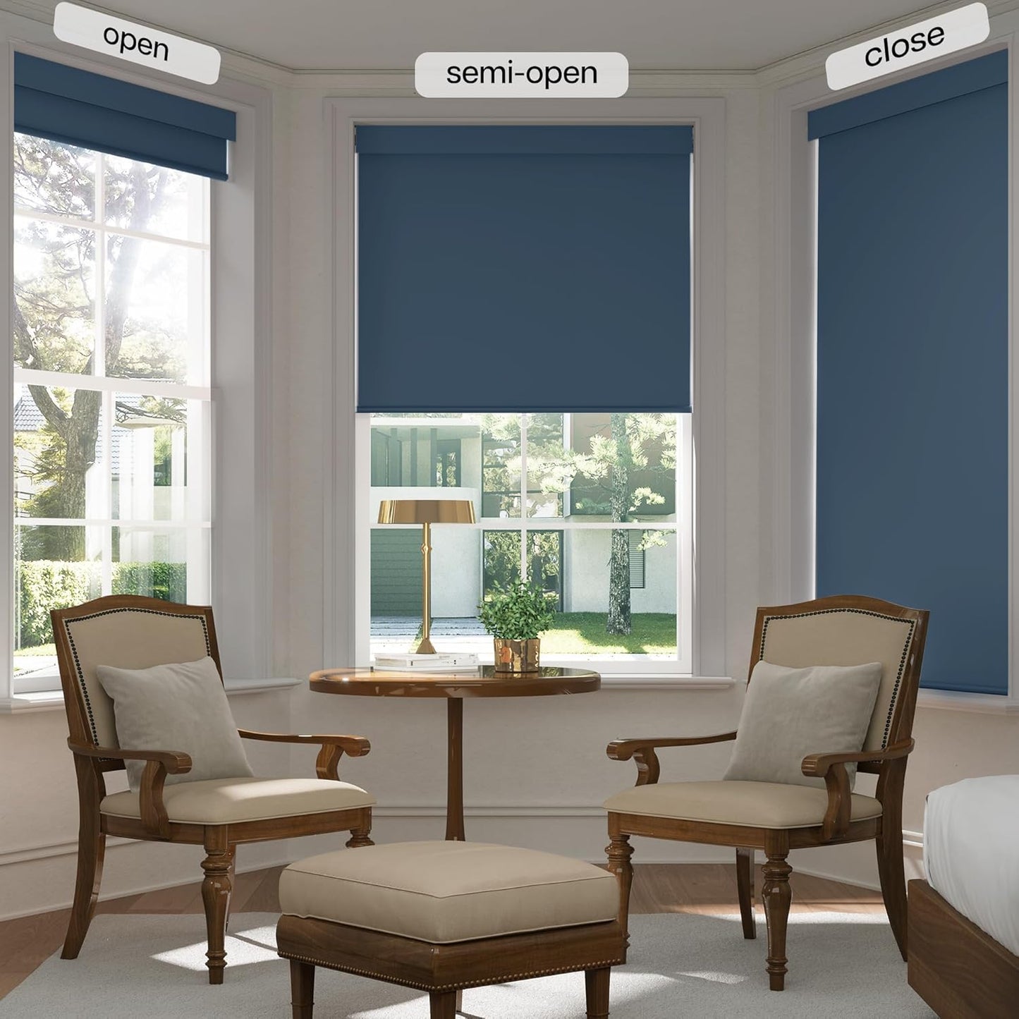 LazBlinds No Drill Blinds for Indoor Windows, Blackout Roller Shades, Cordless Window Blackout Blinds, Thermal Insulated Fabric UV Protection for Home and Office, 45" W x 72" H, Navy Blue
