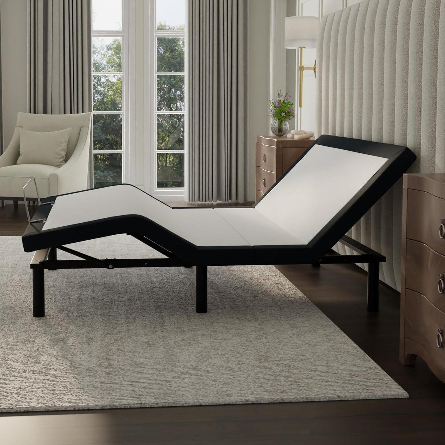 Blissful Nights e4 Queen Adjustable Bed Base Frame with Zero Gravity, Massage Motors, Anti-Snore, USB Charging, Nightlight, Wireless Remote, 10-Year Warranty, and No Tools Required Assembly