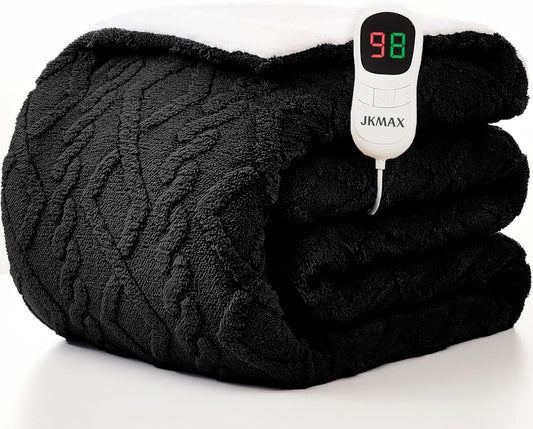 Heated Electric Blanket Full Size-72"x84" Heating Blanket with 10 Heating Levels & 5 Time Settings Over-Heat Protection，Winter Warmer for Adults with ETL Certification（Black）