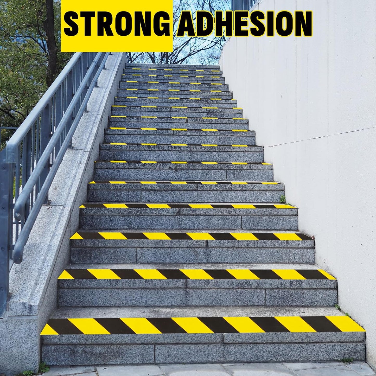 2'' x 200 FT Black & Yellow Caution Tape Roll, Safety Tape, Black & Yellow Floor Marking Tape, High Adhesive Hazard Tapes for Floors, Walls, Staircase, Pipes, Equipment, Dangerous Area