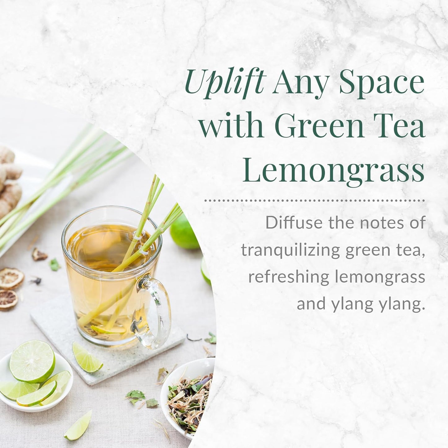 Green Tea & Lemongrass Aroma Oil & Diamond Smart Scent Air Machine - Sleek & Efficient Essential Oil Diffuser | Bluetooth App Control | Fresh Cut Pine & Fir | Refreshing Winter Forest Scent | 100mL