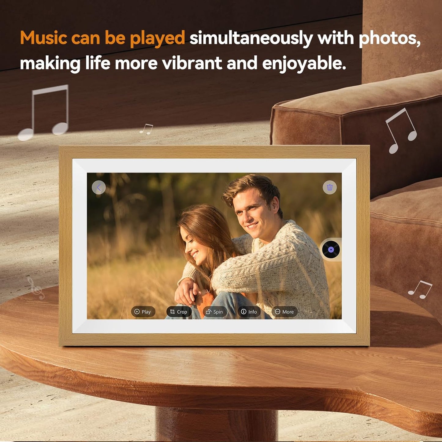 15.6 Inch Smart Digital Picture Frame with Wi-Fi 6, 32GB Storage, IPS Touch Screen, Auto-Rotation, Music Sync, Weather & Clock - Ideal Gift for Families