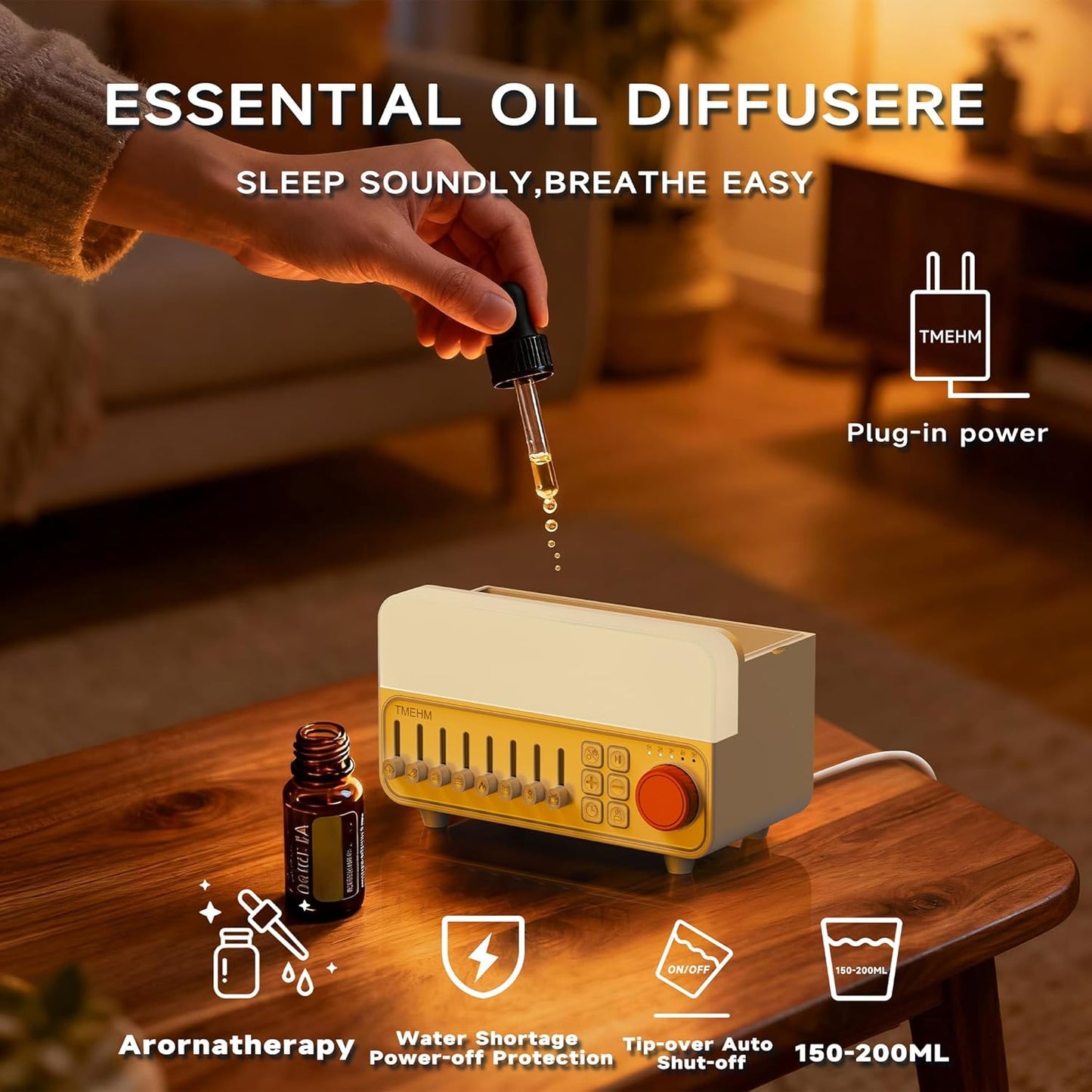 2026 4-in-1 Aroma Essential Oil Diffuser with Bluetooth Speaker Function, Humidifier, 12 Colors Night Light with 8 Nature Sounds, White Noise & Timer for Bedroom, Baby, Adults, and Kids (White)