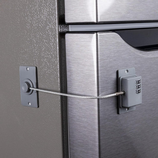 2-Pack Child Proof Fridge Lock with Combination - No Tools Required - PIN Refrigerator Lock for Kids - Freezer Latch to Keep Door Closed - for Toddlers, Cats, & Dogs - Universal Compatibility