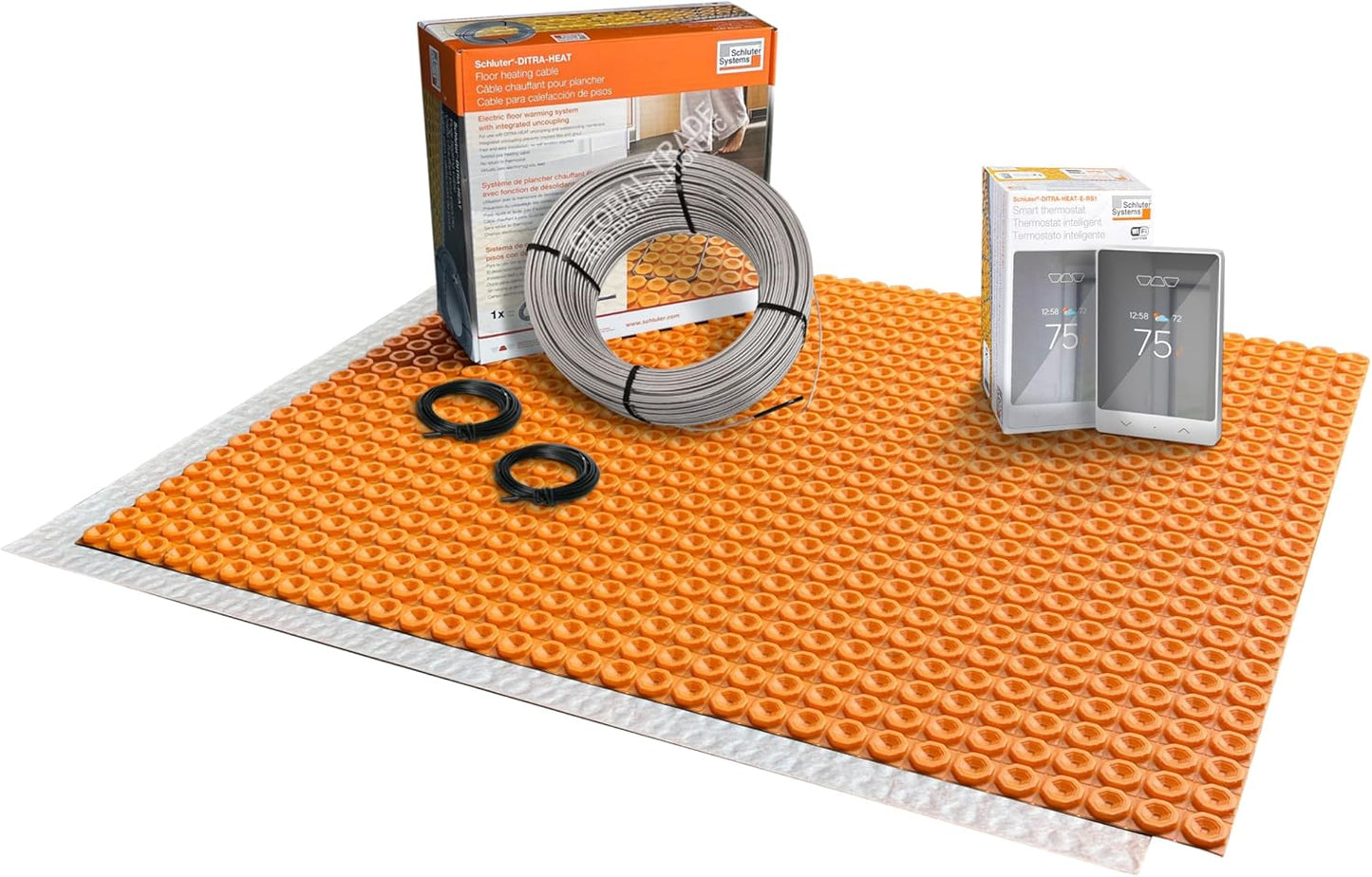 All-in-one Electric Radiant Floor Heating Kit 16 Sq Ft 120V with Smart WiFi Programmable Touchscreen Thermostat, Heating Uncoupling Membrane, Underfloor Heating Cable