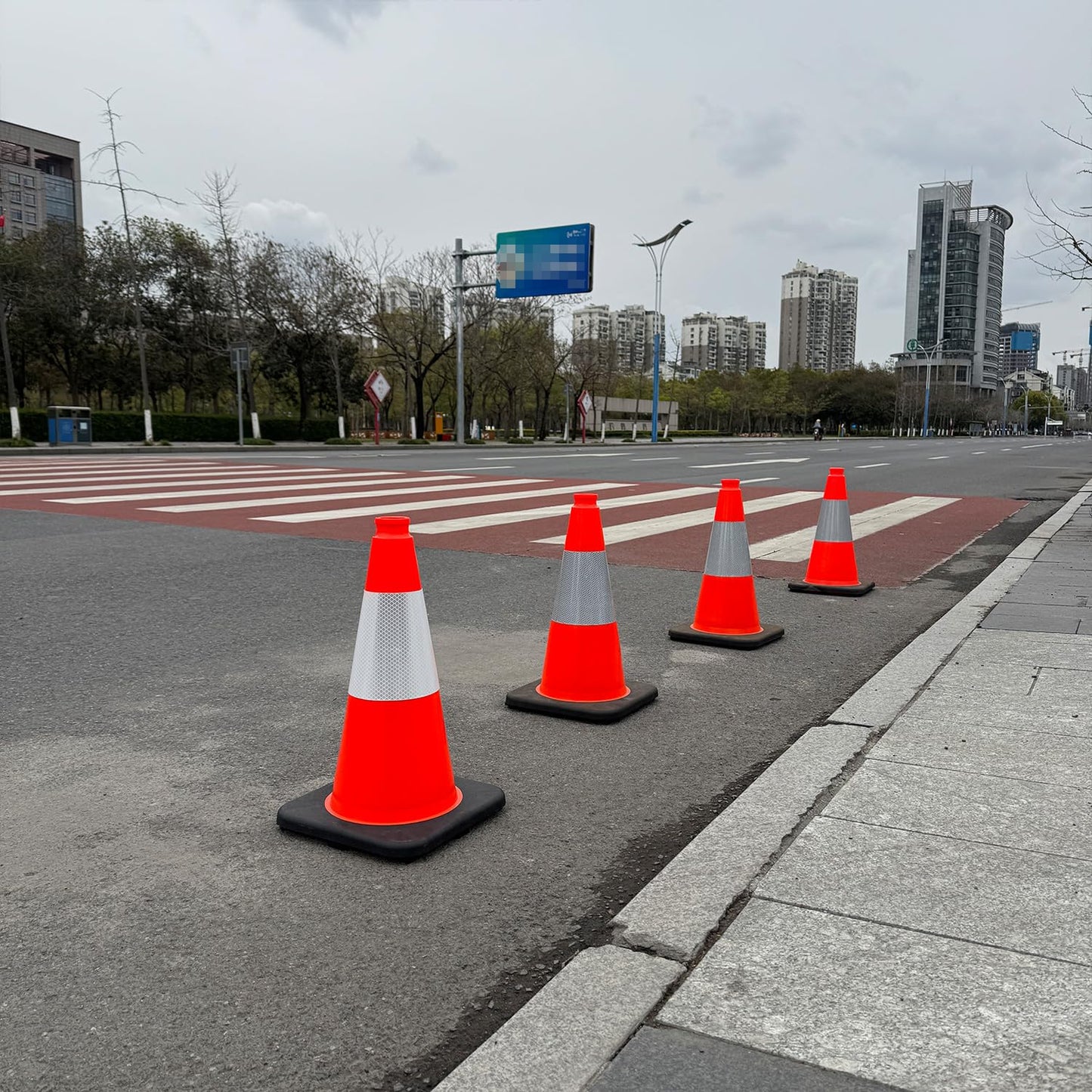 (8 Pack) 18 Inch Heavy Duty Traffic Cones with Reflective Collars, PVC Orange Safety Cones & Black Weighted Base for Parking Lots, Construction, Road Control