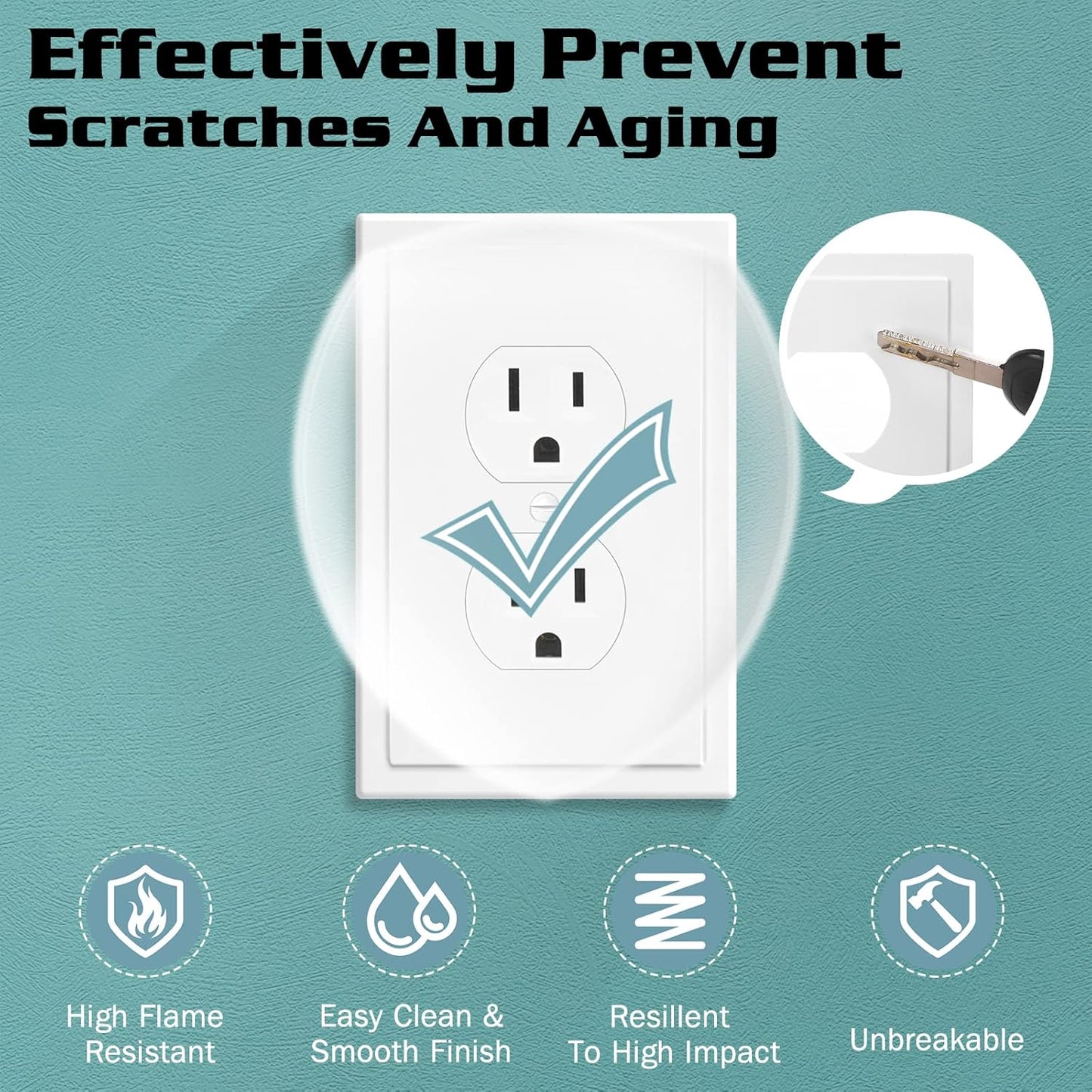 1-Gang Modern Edge Decorative Wall Plate Cover Switch Outlet Single Duplex Electrical Faceplate for Light Switches, Smart Switch, GFCI, Dimmers, Receptacle, USB Outlet (4 Pack, Single Duplex)