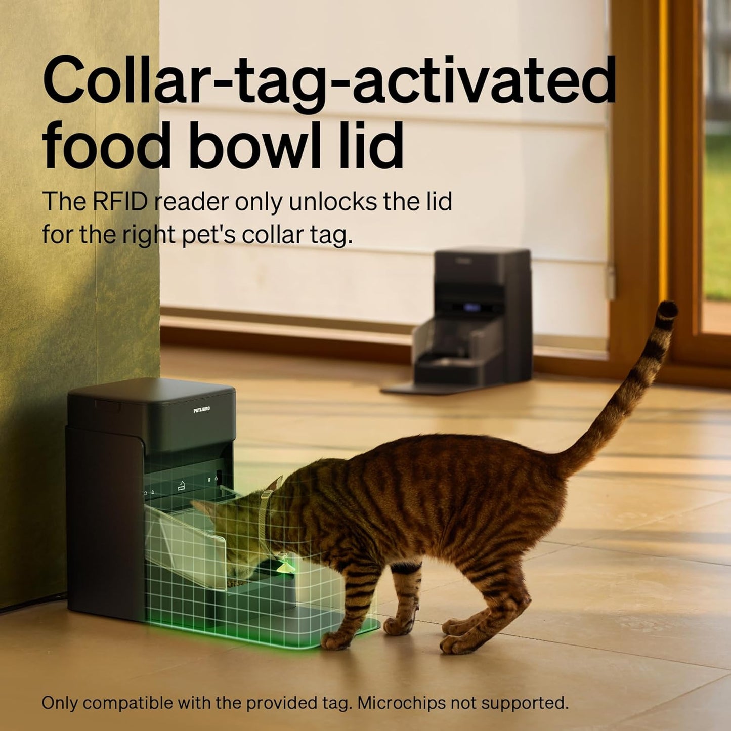 2 Packs PETLIBRO RFID Automatic Cat Feeder with 12 Packs Pet Food Desiccant Bag, Collar Sensor for Personalized Meals, Wi-Fi Programmable Food Dispenser with Cats Recognition & Diet Tracking