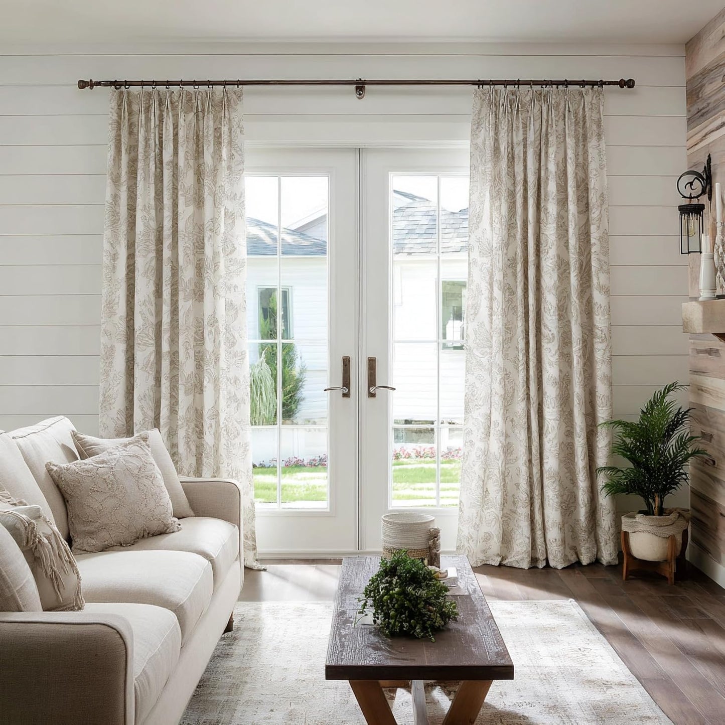 2 Pack Black walnut wood Grain Curtain Rods for Windows 72 to 144 Inches 1" Diameter Heavy Duty Window Curtain Rod Adjustable with Solid Finials for Living Room Bedroom Kitchen Farmhouse Outdoor