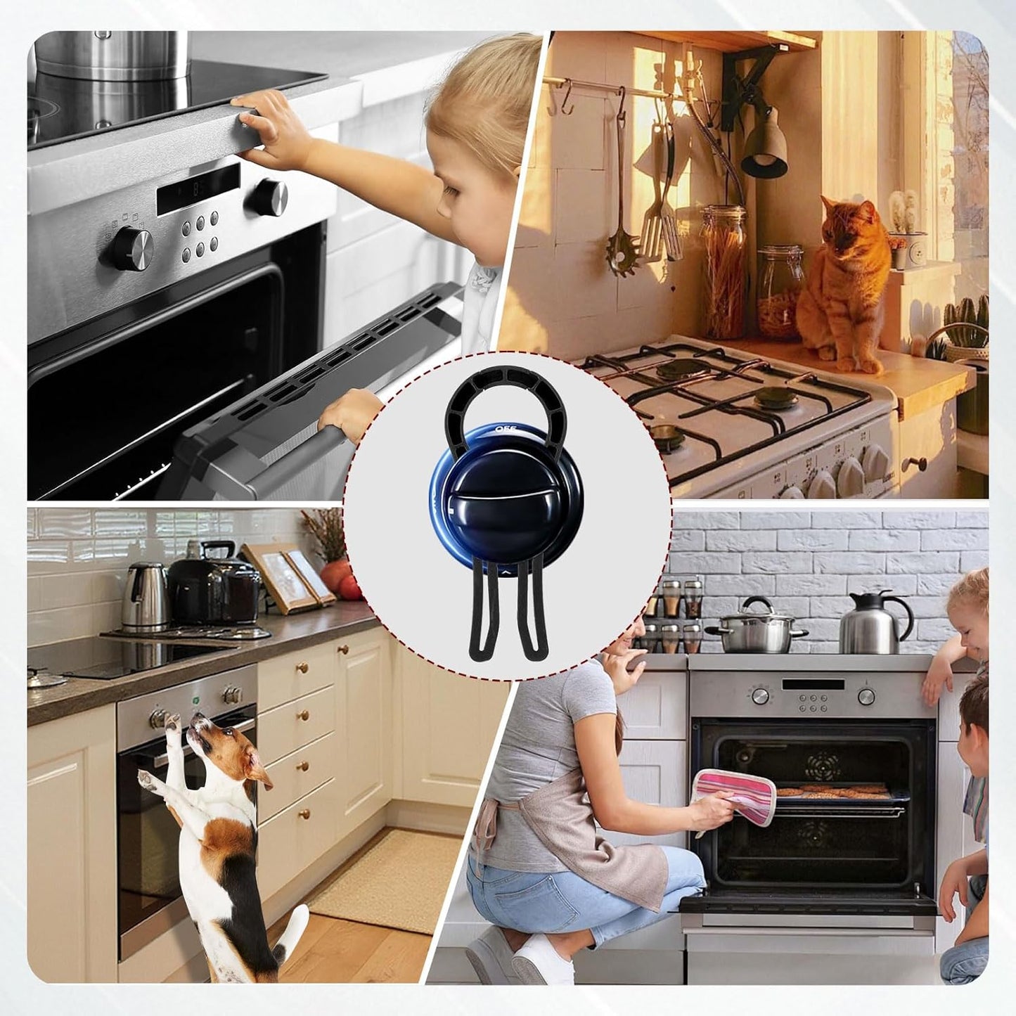 10 Pcs Gas Stove Knob Safety Locks - Household Protection Locks for Gas and Electric Stoves, Heat Resistant Knob Guards with Gap-fit Design, Universal Fit for Knob Gaps Over 0.27 Inches, Black