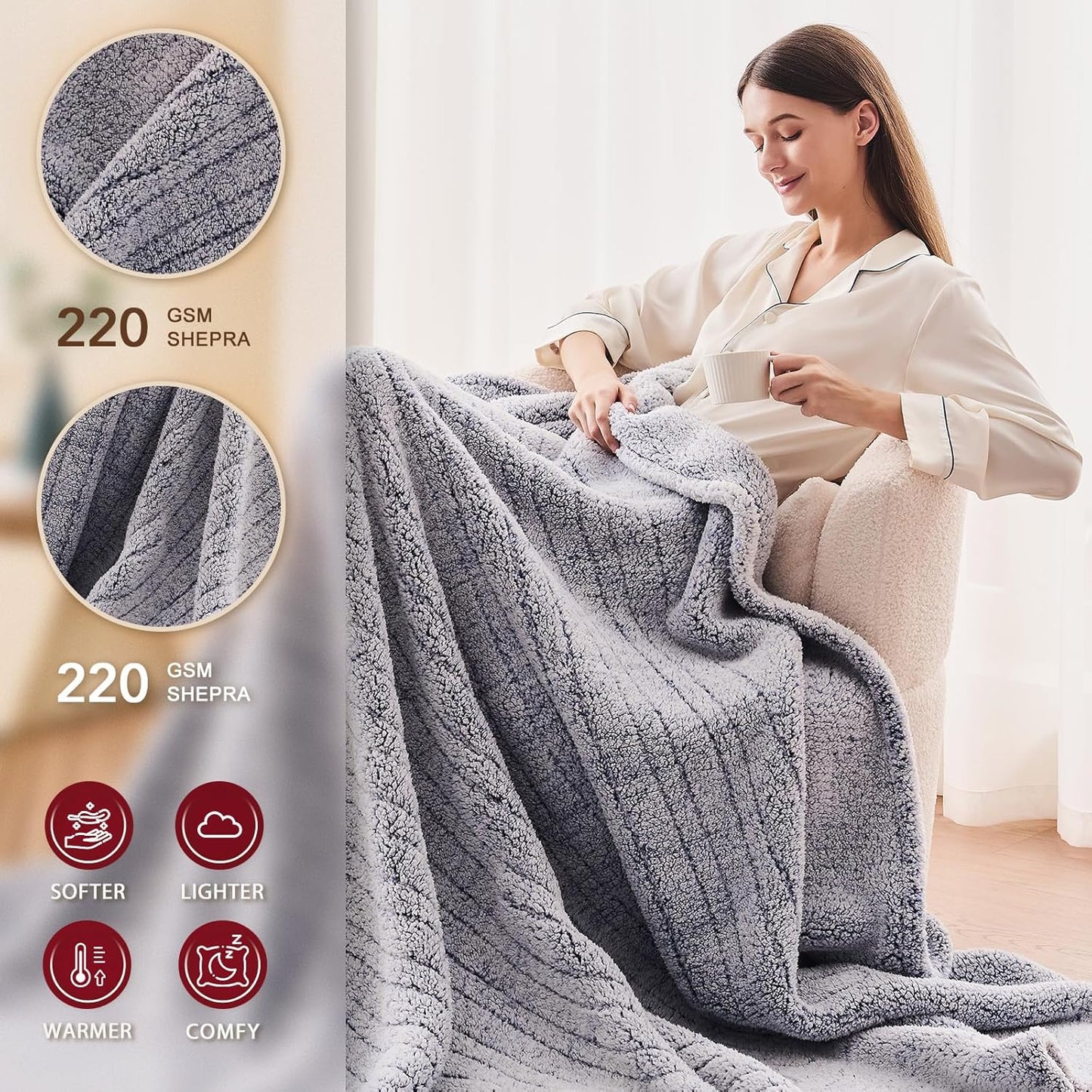 Heated Electric Blanket King Size - 100"x90" Flannel Heating Blanket with 10 Heating Levels & 5 Time Settings Over-Heat Protection, Winter Warmer for Adults with ETL Certification（Grey）