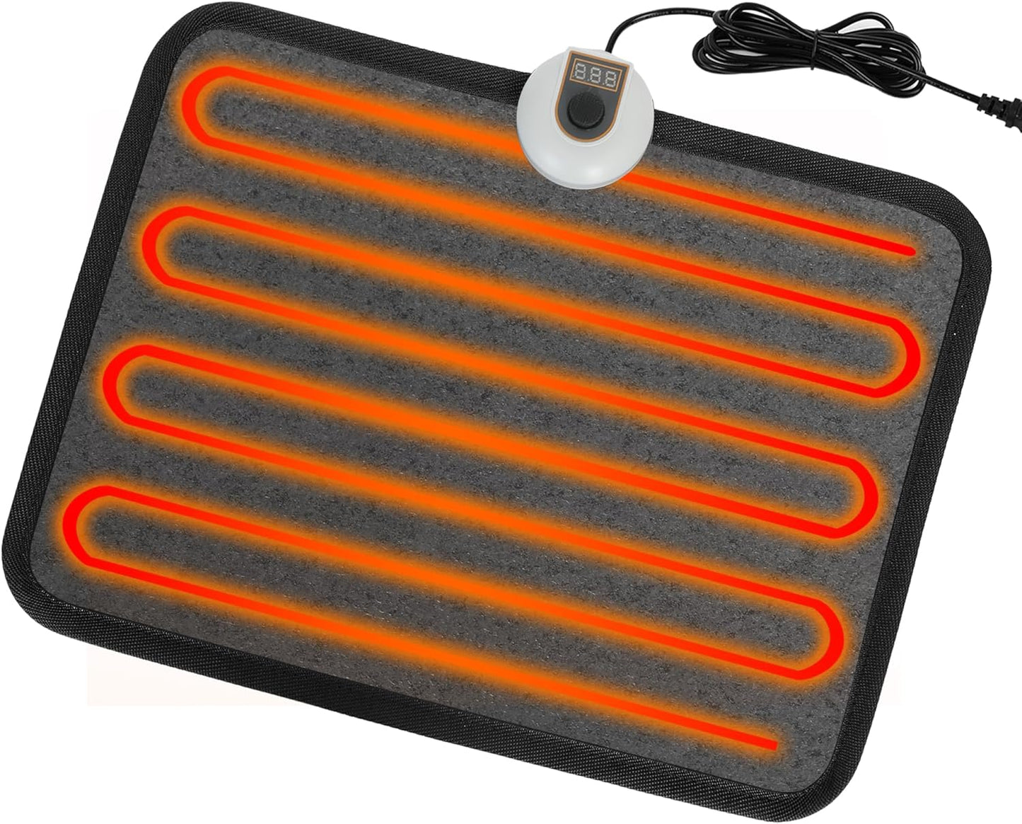 Heated Floor Mat Under Desk for Foot Warmer - 7 Temp Settings & 55w Heating Pad - Heated Feet Rest for Home Office Desk,Energy Saving Feet Warmers for Home/Work/Office - Black