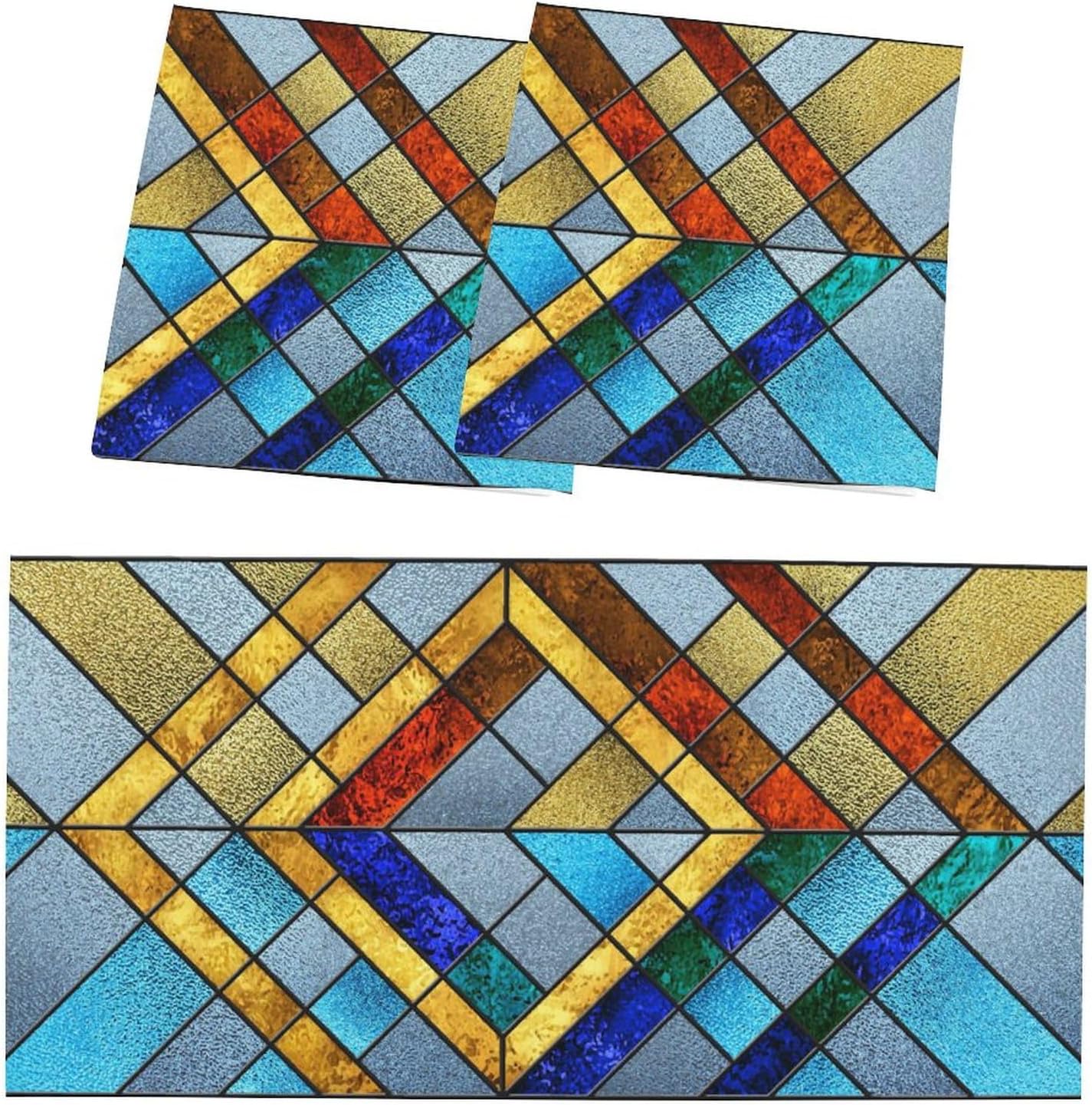 2PCS Fluorescent Light Cover for Ceiling Light Classroom-Stained Glass Patten Magnetic Light Cover Shade Panel,Decorative Film Filter for Reducing Harsh Glare Flicker Home School Office Decorations