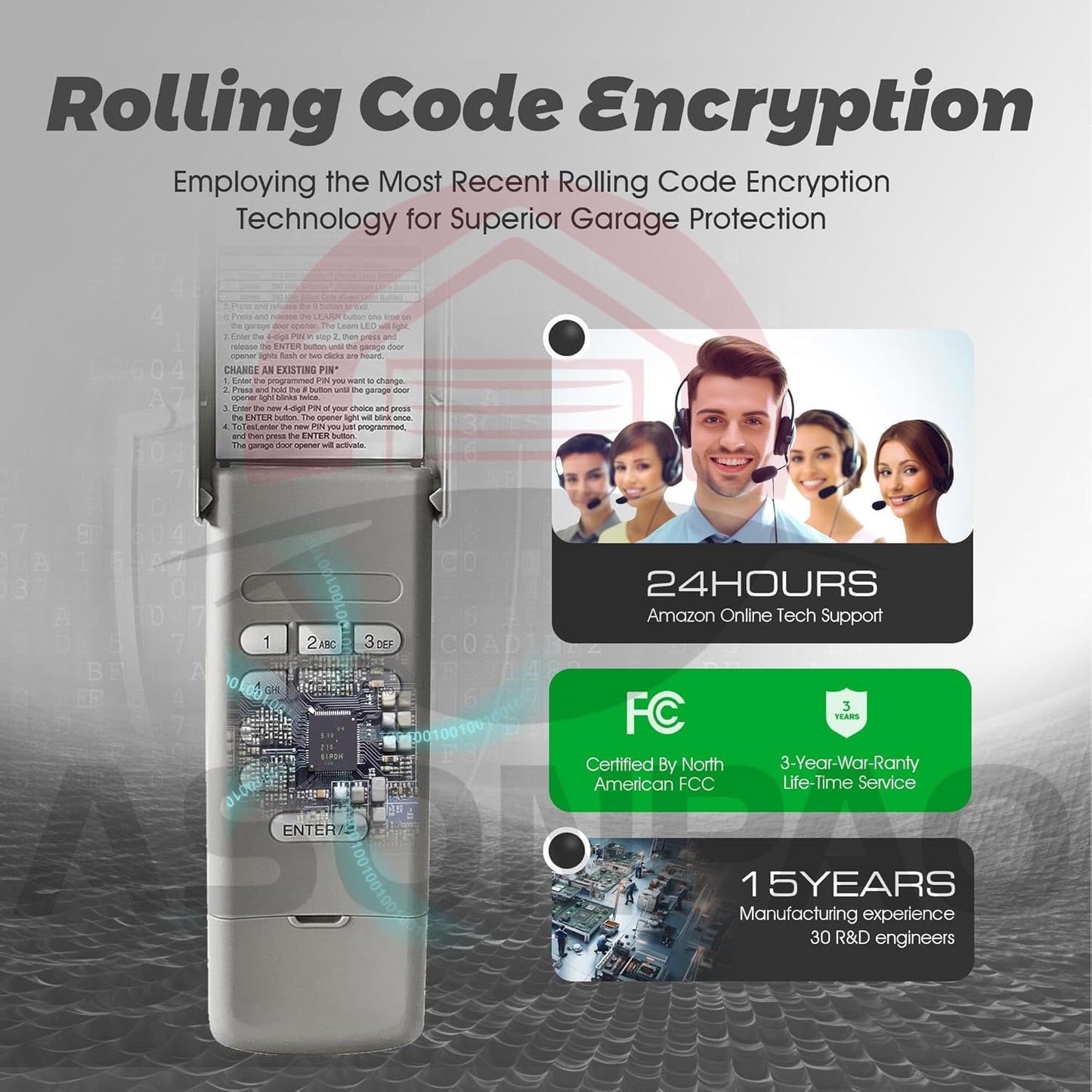 1 for 940EV-P2 940ESTD Wireless Universal Chamberlain LiftMaster Craftsman Garage Door Keypad, Security+2.0 MyQ【3-Year-Warranty】