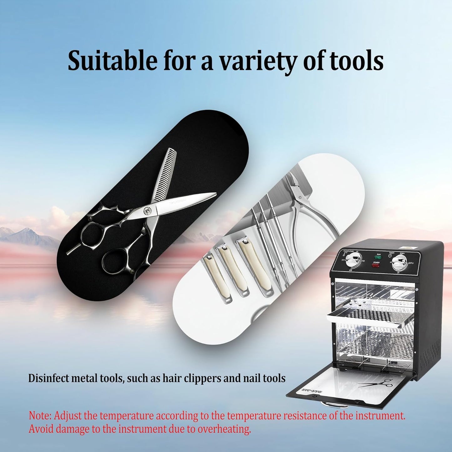 High Temperature Sterilizer, 8L Large Capacity Dry Heat Sterilizer, Max. Temperature 220℃, With Temperature Control & Timer, For Hair Salon Spa Nail Salon, Tool Sterilizer（Black）