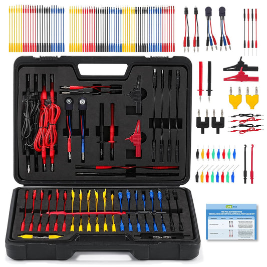 110-PCS Automotive Multimeter Test Leads Kit with Alligator Clips, Banana Plugs & Probes – Professional Circuit Diagnostic Tool for Cars, Trucks, RV (110-PCS)