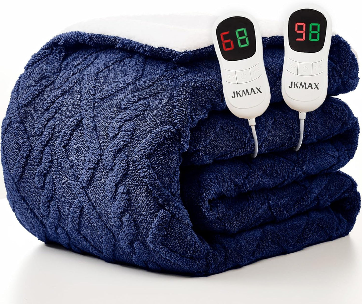 Heated Electric Blanket King Size-100"x90" Heating Blanket with 10 Heating Levels & 5 Time Settings Over-Heat Protection，Winter Warmer for Adults with ETL Certification（Navy Blue）