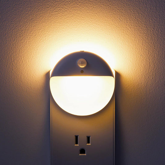 2 Pack Plug in Night Light with Motion Sensor and Dusk to Dawn Sensor, Stepless Dimming, Warm White LED Nightlight with 3 Lighting Ways for Bathroom, Bedroom, Kitchen, for Kids, Adults