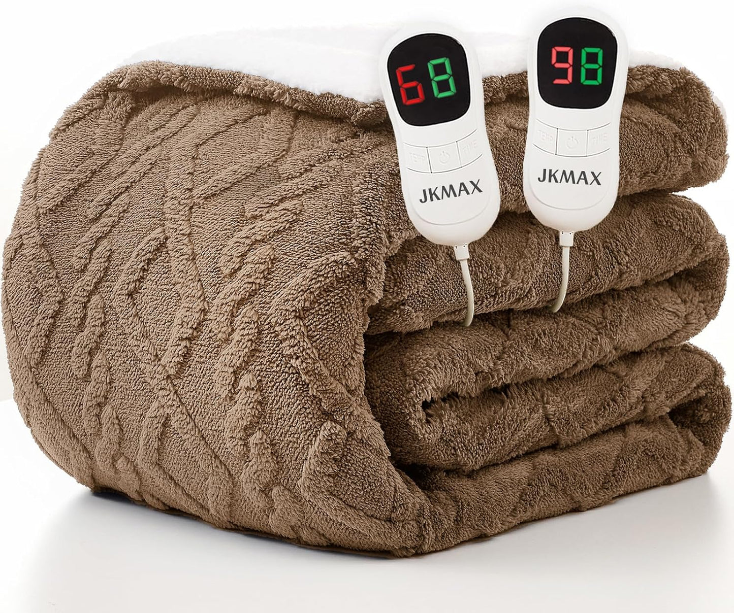 Heated Electric Blanket Queen Size-84"x90" Heating Blanket with 10 Heating Levels & 5 Time Settings Over-Heat Protection，Winter Warmer for Adults with ETL Certification（Beige）