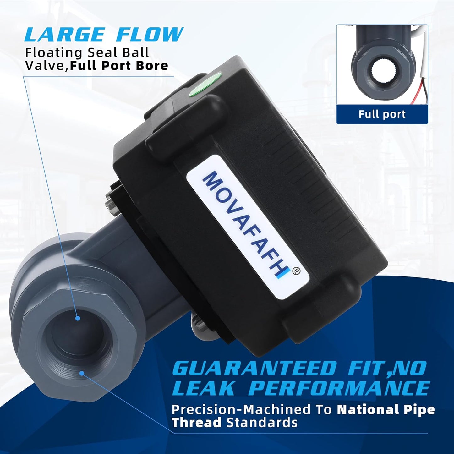 1" Motorized Ball Valve UPVC - 2 Wire Auto Return Electric Water Valve with Full Port, 9-24V AC/DC Automatic Ball Valve