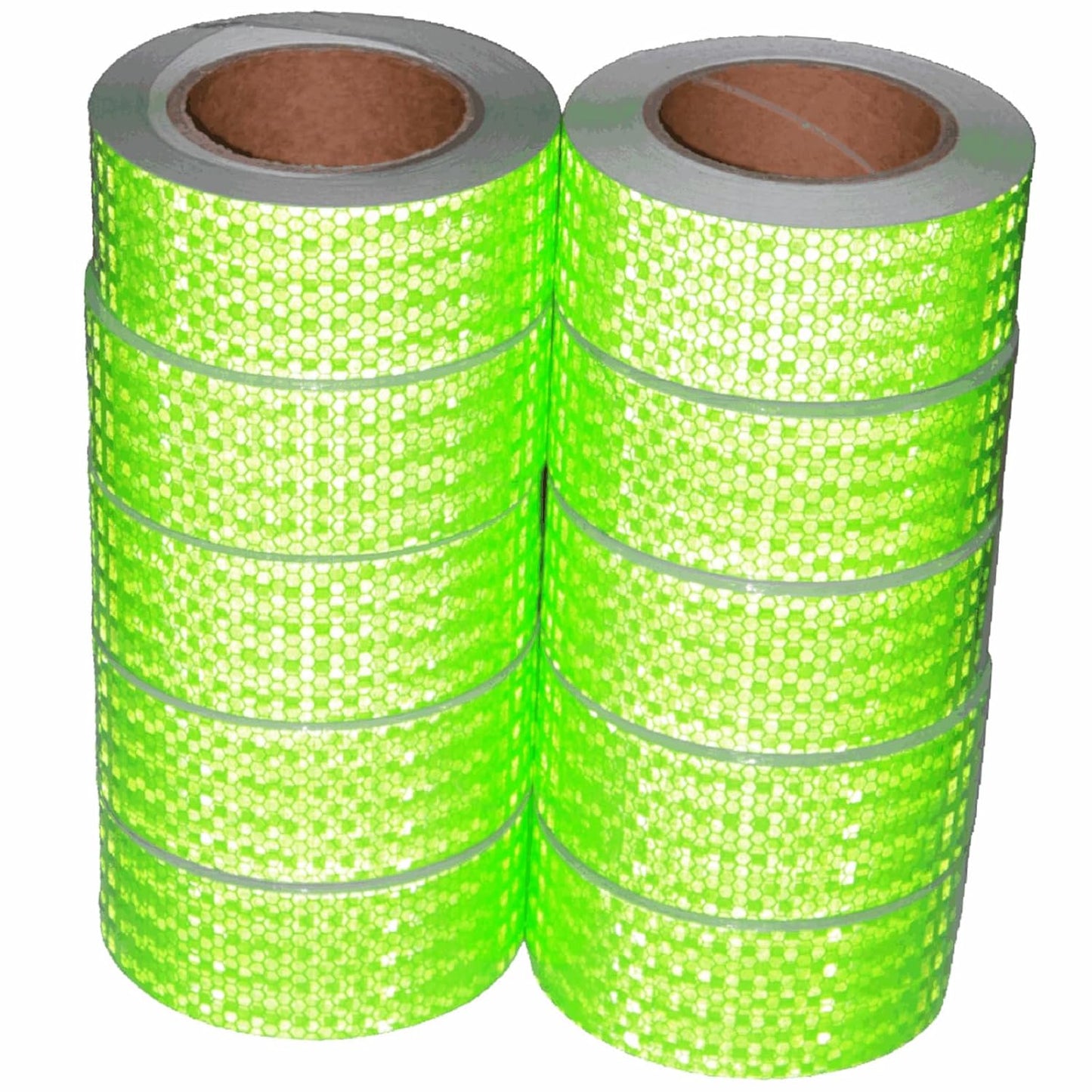 Green Reflective Tape Outdoor Waterproof 2 inch Wide, High Visibility Warning Industrial Marking Tape, Safety Stickers (68 feet,10 Rolls)