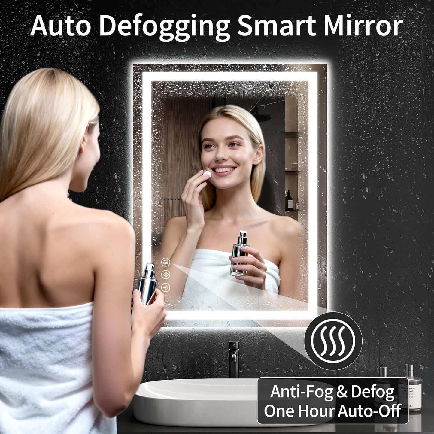 20"x28" LED Bathroom Mirror with Lights, Dimmable，Anti-Fog，Bathroom Vanity Mirror for Wall, Backlit + Front Lit, Memory Function, Shatter-Proof，Tempered Glass