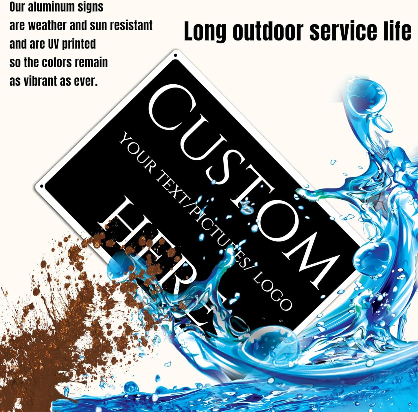 Custom Sign,Aluminum Weatherproof Metal Sign Multiple Sizes, double-sided，Customize for Office, Business, Workplace, office, Home, Delivery Signs，UV printing(10 * 7Inch)