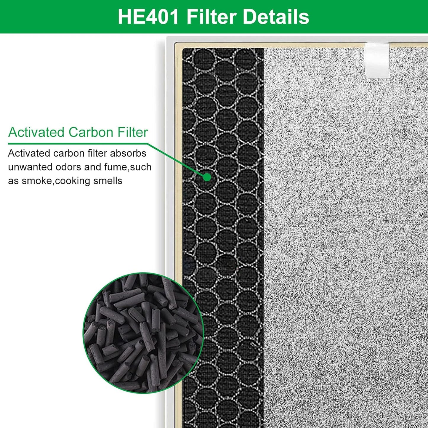 HE401 Filter Replace for Shark Air Purifier 4 Replacement Filter Compatible with Shark Air Purifier 4 HE401 HE402 HE405 HE400