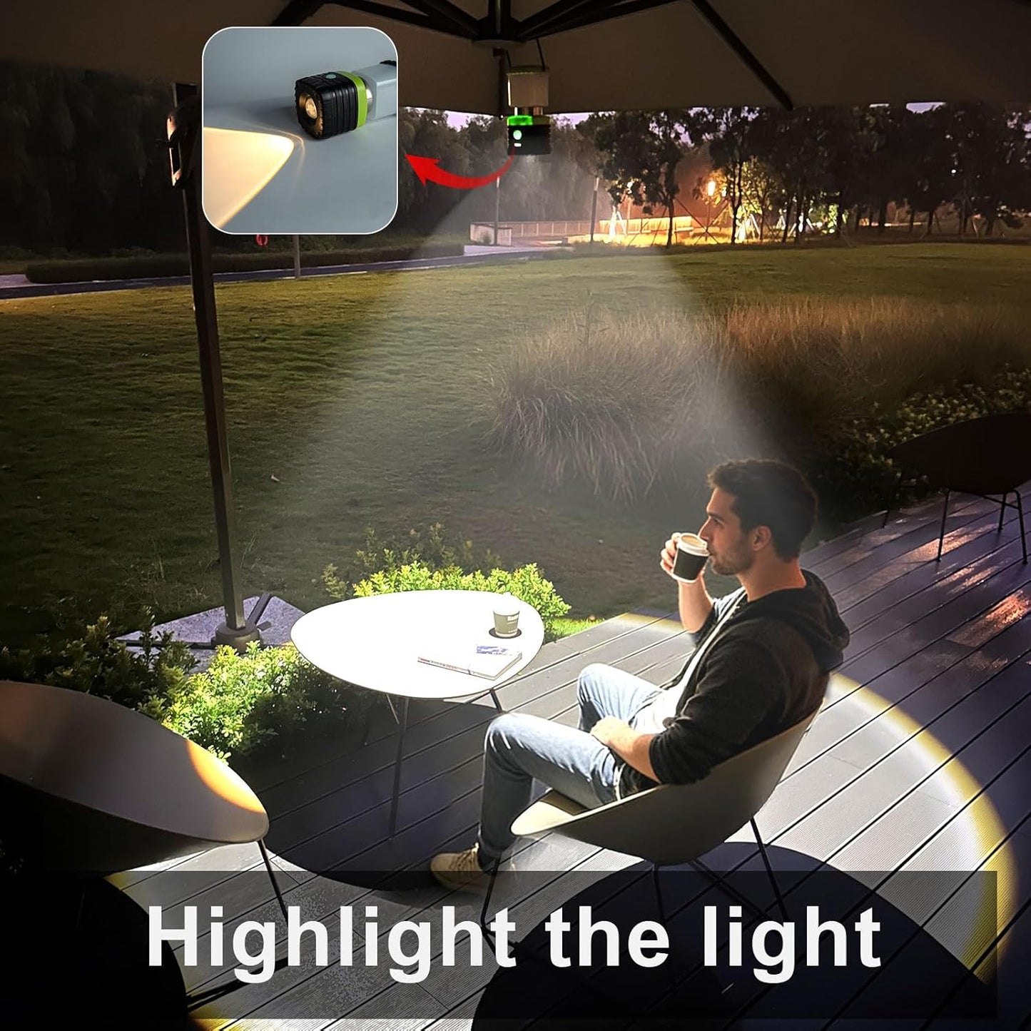 1PCS 6500K White Light LED Camping Lantern Rechargeable 1000LM, 4500mAh Power Bank, Flashlight for Hurricane Emergency, Hiking, IP44 Waterproof Lantern(Green)