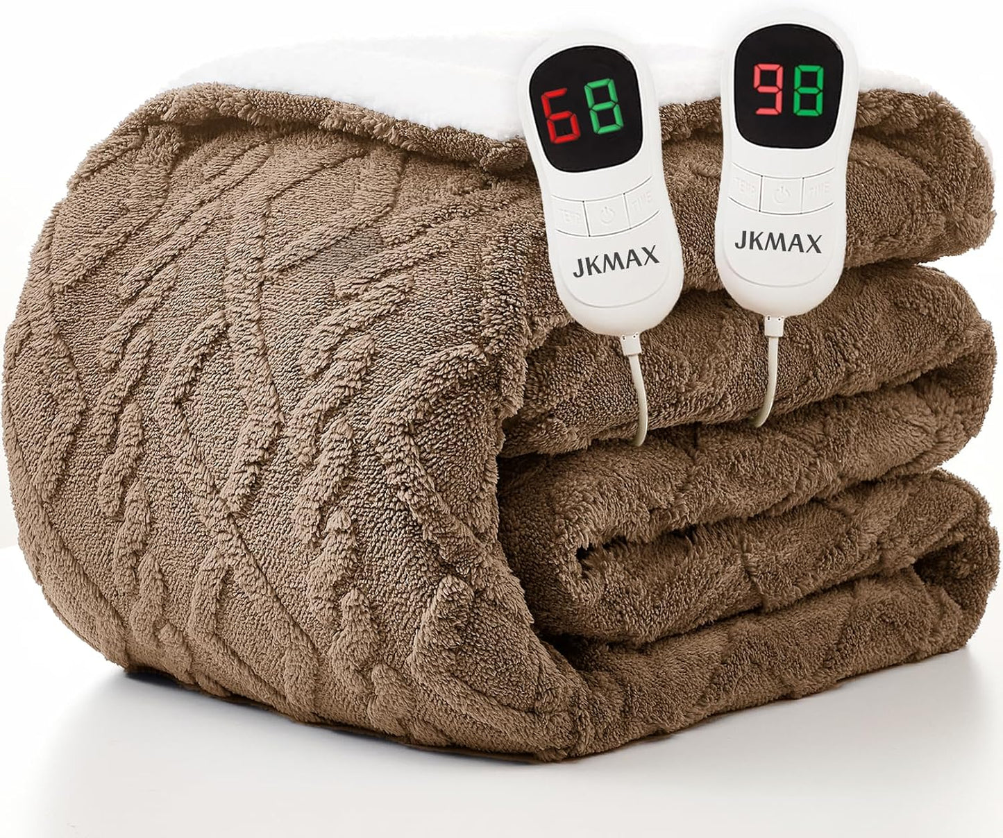 Heated Electric Blanket King Size-100"x90" Heating Blanket with 10 Heating Levels & 5 Time Settings Over-Heat Protection，Winter Warmer for Adults with ETL Certification（Beige）