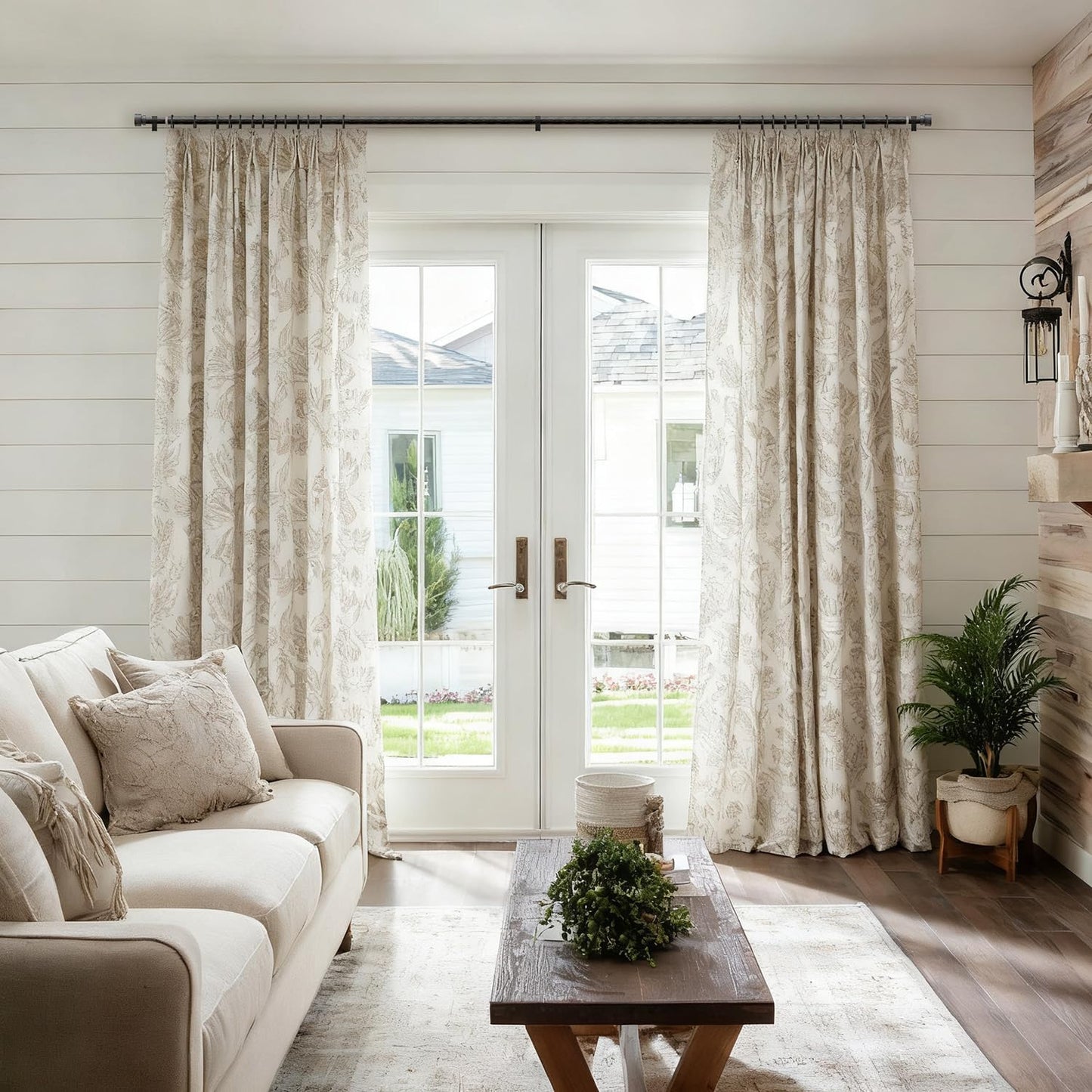 2 Pack Black walnut wood Grain Curtain Rods for Windows 28 to 48 Inches 1" Diameter Heavy Duty Window Curtain Rod Adjustable with Solid Finials for Living Room Bedroom Kitchen Farmhouse Outdoor