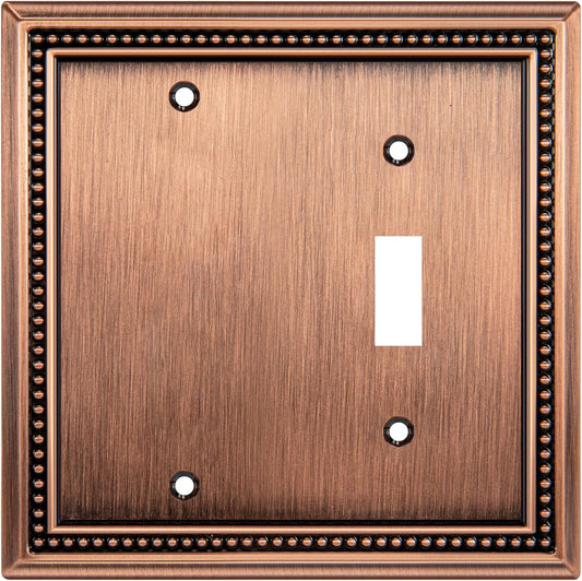 Henne Bery Sunken Pearls Heavy Duty Decorative Wall Plate Switch Plate Outlet Cover (Blank/Toggle, Antique Copper)