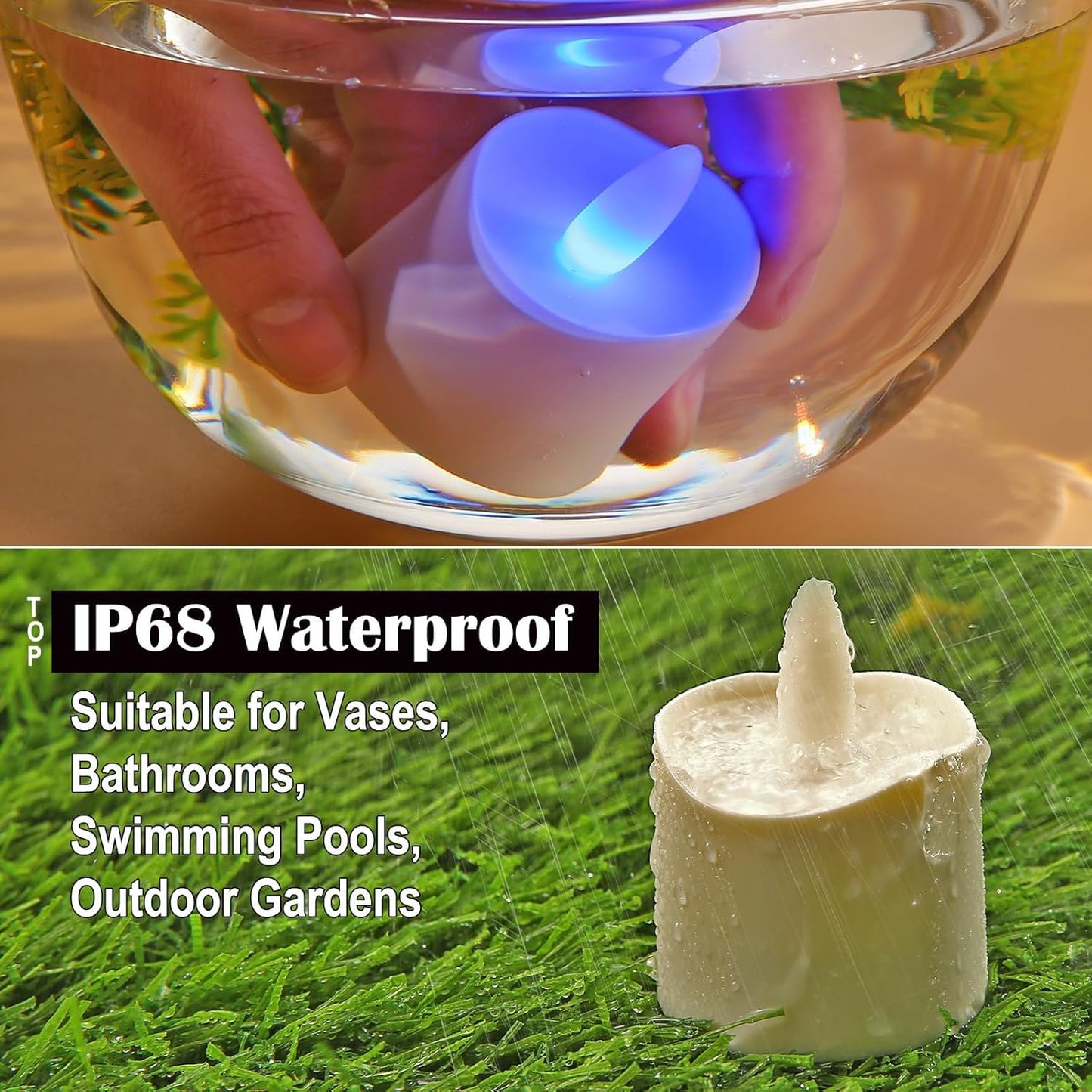 HL Flameless Candles with Remote Timer&Charging Station, 60+Hours Rechargeable Waterproof Outdoor RGB Tea Lights Colorful Candles for Valentine's Gift Halloween Christmas Home Party Decor-12pcs