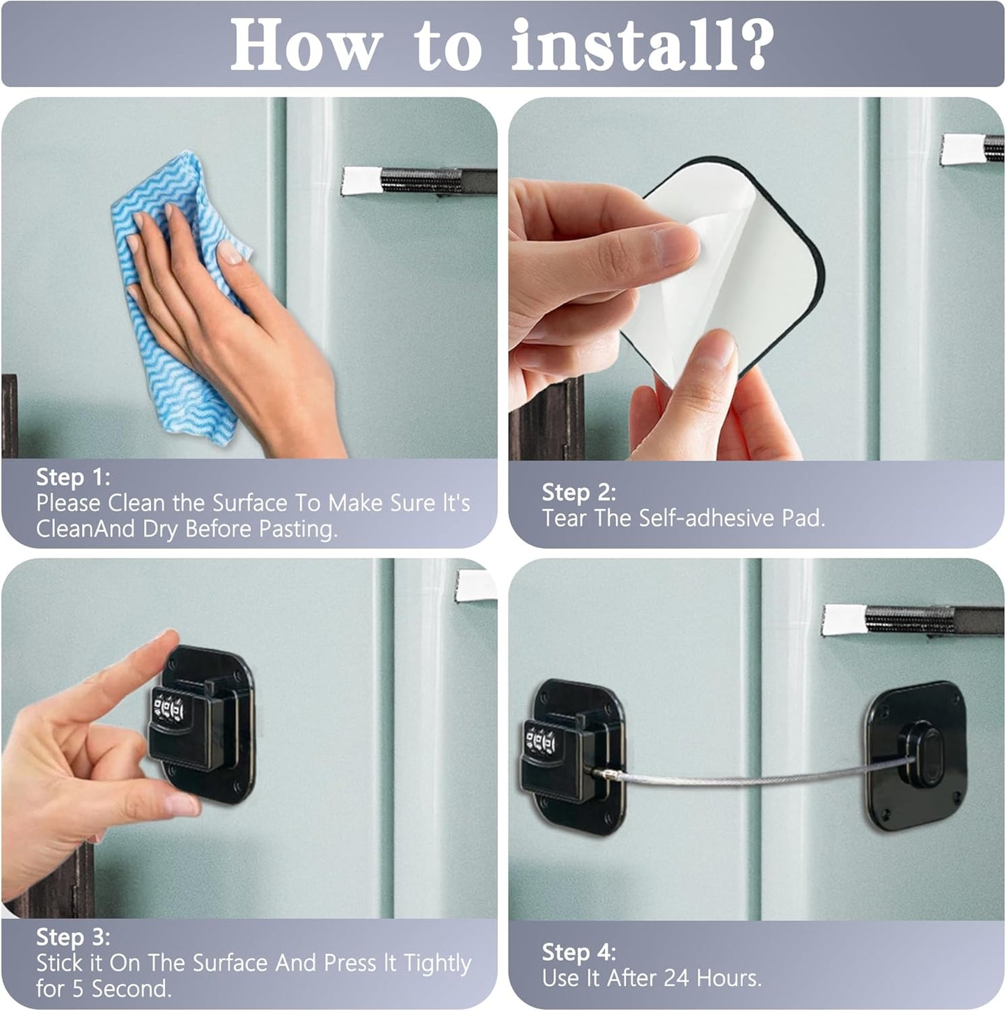 Refrigerator Lock - Heavy Duty Fridge & Freezer Safety Latch for Babies & Toddlers, Easy Install Kitchen Cabinet Lock (Grey, 1)