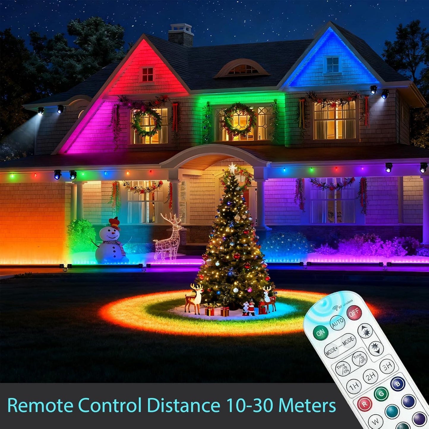 2Pack RGB Outdoor Wall Washer Lights, 72W 48 Inch Dimmable LED Wall Washer Light Bars with Remote, 120V IP67 Waterproof Led Light Bar for Yard Building Christmas Decorations, Plug and Play